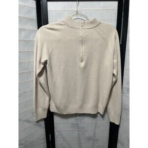 Designers Original Quarter Zip Sweater Small Beige Knit Chic Neutral Minimalist
